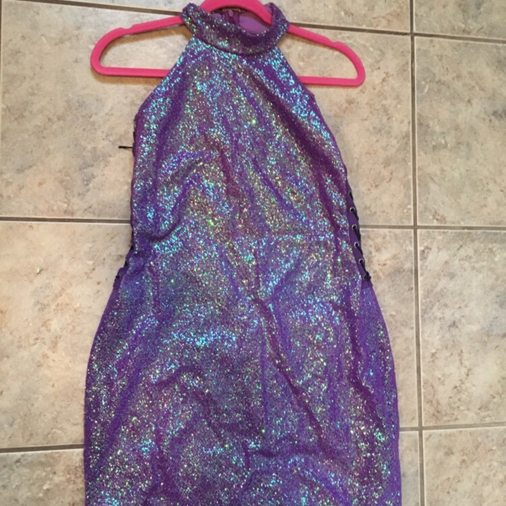 Purple glittery bodycon dress